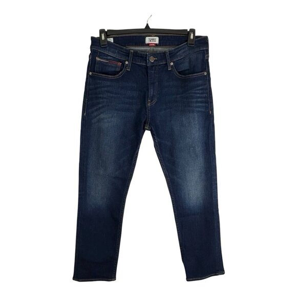 Tommy Jeans Mens Jeans Size 34x30 Original Straight Ryan Dark Wash Co - Picture 1 of 13